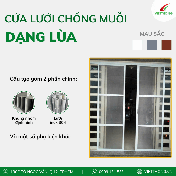 Cấu tạo cửa lưới chống muỗi dạng lùa