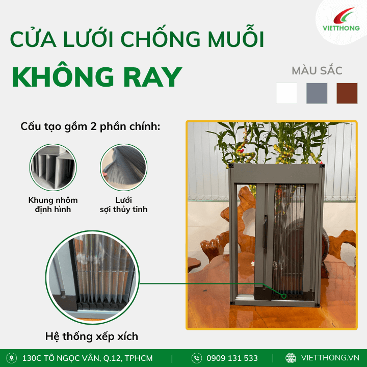 Cấu tạo cửa lưới chống muỗi xếp xích không ray