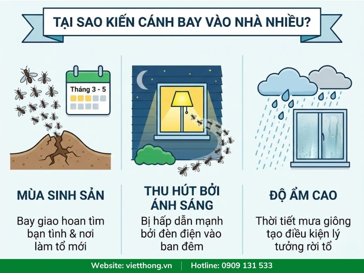 Tại sao nhà có nhiều kiến cánh