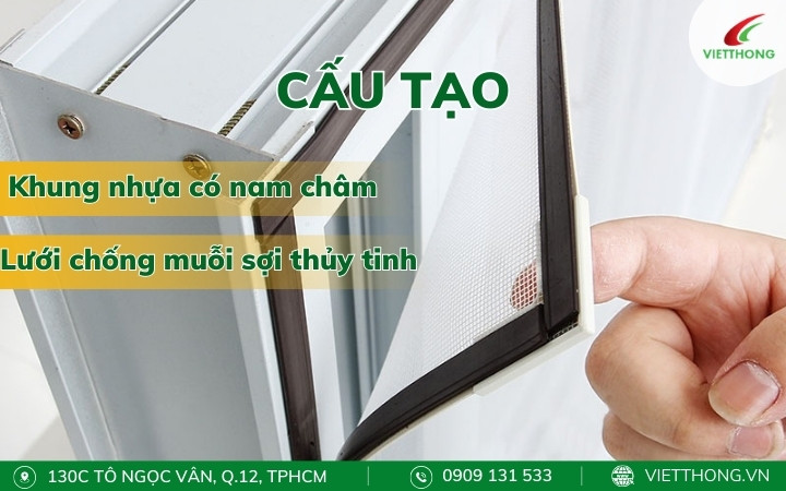 Cấu tạo lưới chống muỗi nam châm đơn giản