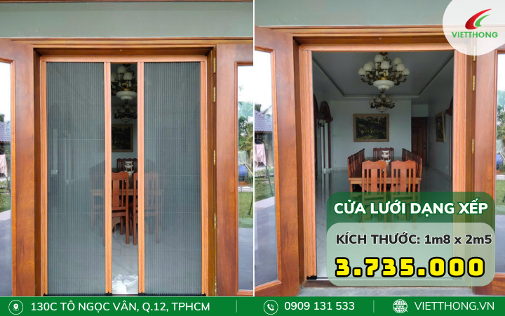 Mẫu cửa lưới xếp 1m8 x 2m5