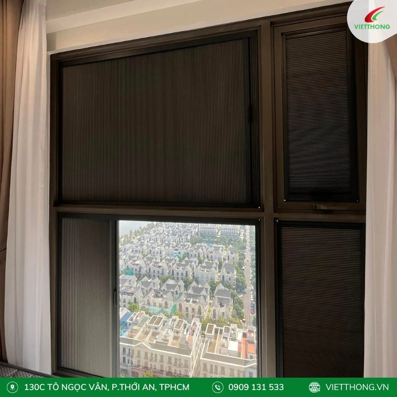 Rèm tổ ong lắp trên kính