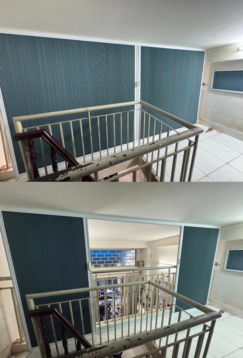 Vách ngăn phòng trọ bằng rèm tổ ong