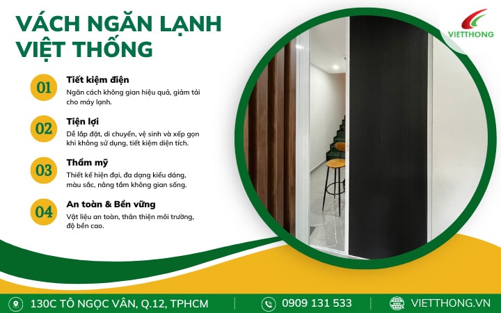 Vách ngăn lạnh Việt Thống, tiết kiệm điện và nâng tầm không gian sống