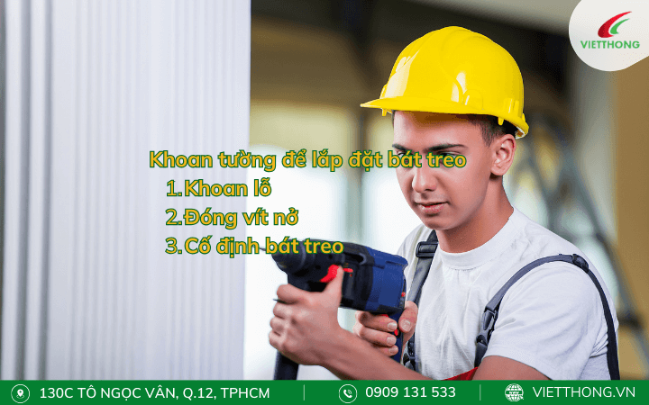 Khoan tường để lắp đặt bát treo