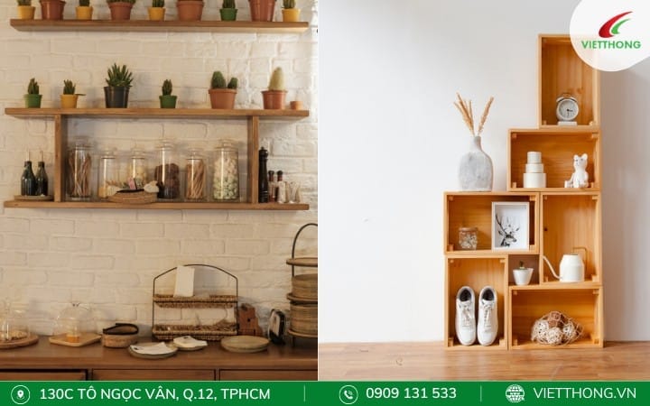 Tối ưu hóa không gian thẳng đứng bằng kệ treo tường Tối ưu hóa không gian thẳng đứng bằng kệ treo tường