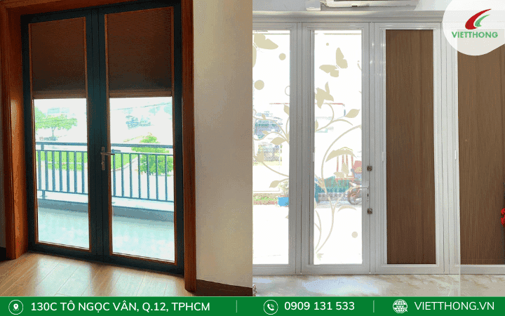 Rèm tổ ong lắp trên kính cửa chính - Cửa sổ cách nhiệt Rèm tổ ong lắp trên kính cửa chính - Cửa sổ cách nhiệt