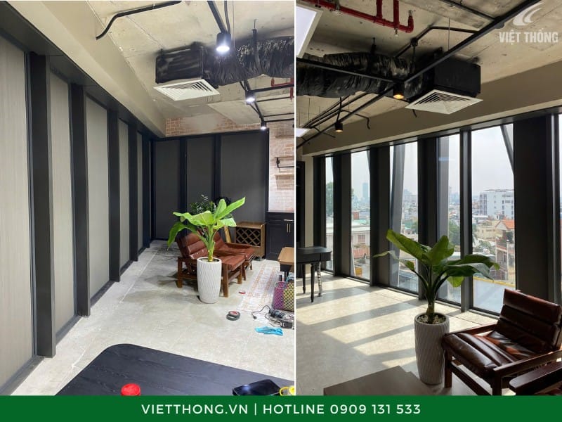 Rèm tổ ong lắp trên cửa kính